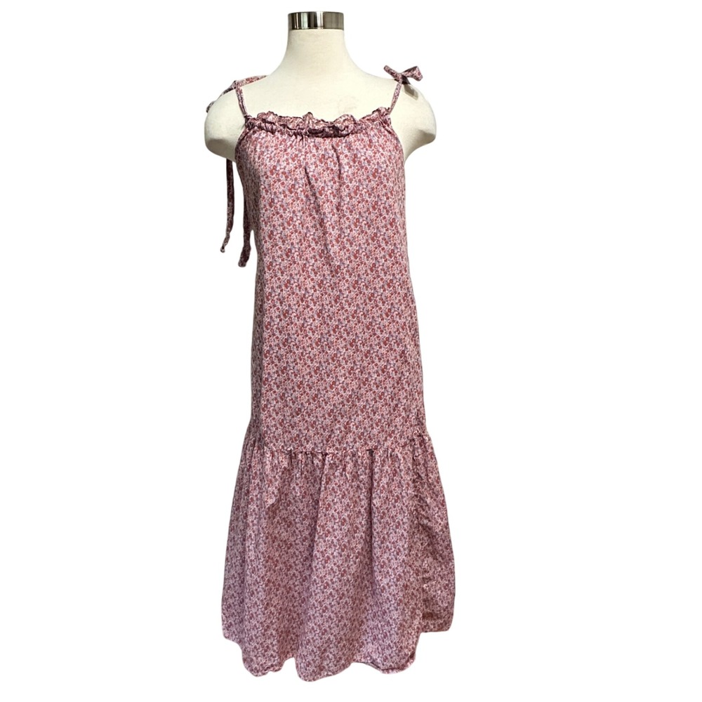 Nation LTD Floral Peasant Midi Dress Womens XS Cottage Ruffle Tiered Sundress - Picture 2 of 13